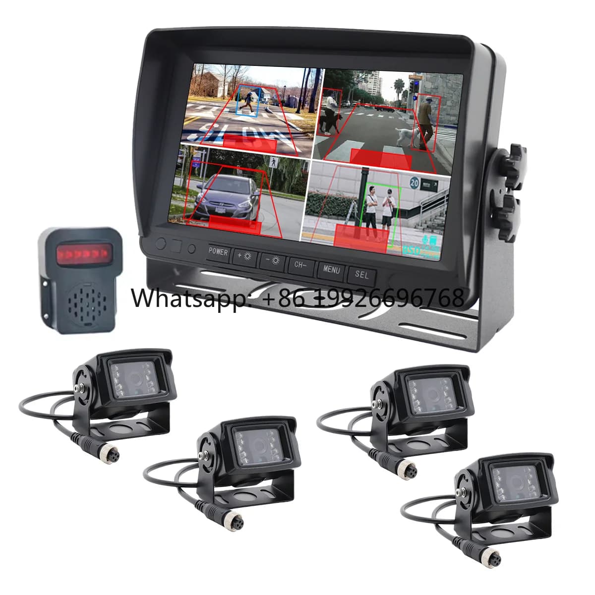 Sistema di Telecamere per Camion a 360° con DVR per Auto, 4 Telecamere Grandangolari 9-36v 1080p, Monitor Quad da 7 Pollici