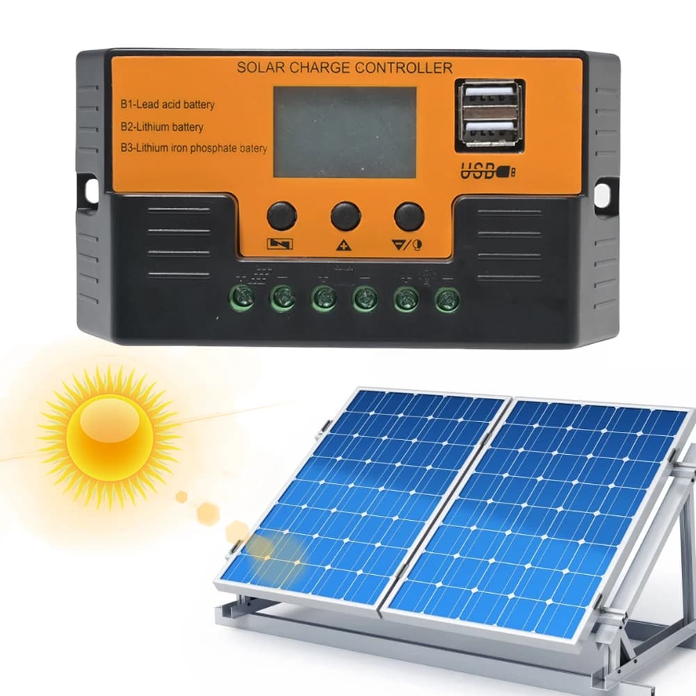 Regolatore di Carica Solare 12V 11.1V 12.8V con Display LCD per Batterie Solari Sigillate, Gel, AGM, al Litio e a Elettrolit Liquido
