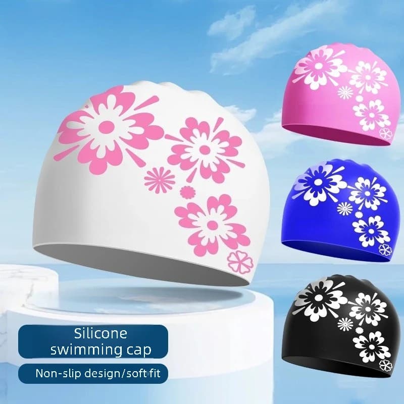Fashion Waterproof Non Slip Silicone Swimming Cap for Adults Extra Large for Men Women Protect Ears Long Hair Swim Cap