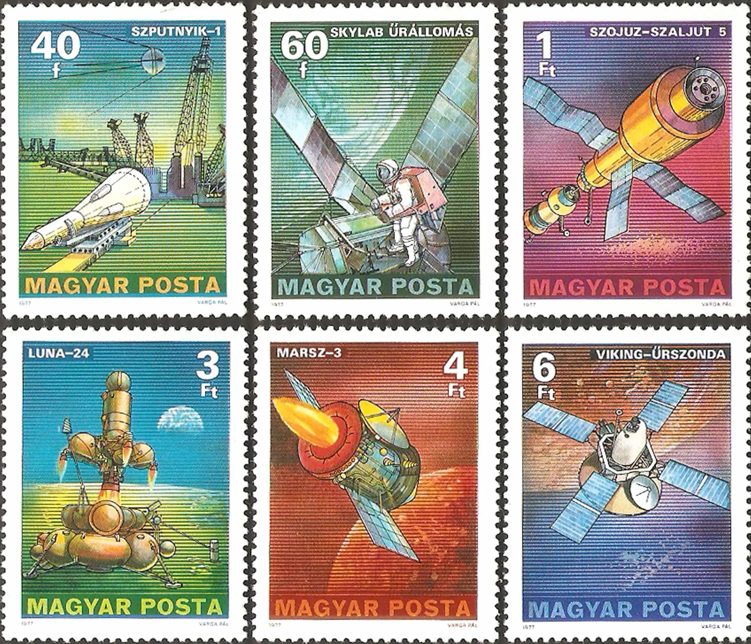 6Pcs/Set New Hungary Post Stamp 1977 Development History of Space Technology Stamps MNH