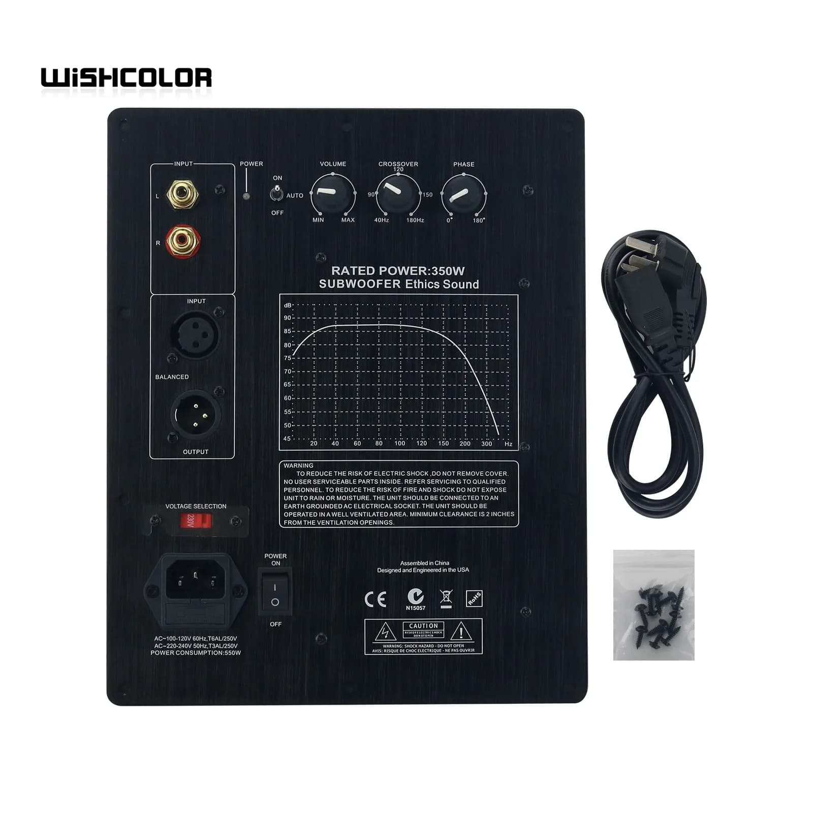 Wishcolor Subwoofer amplificatore scheda amplificatore a piastra audio etico 350W per Subwoofer chiusi e invertiti di fase