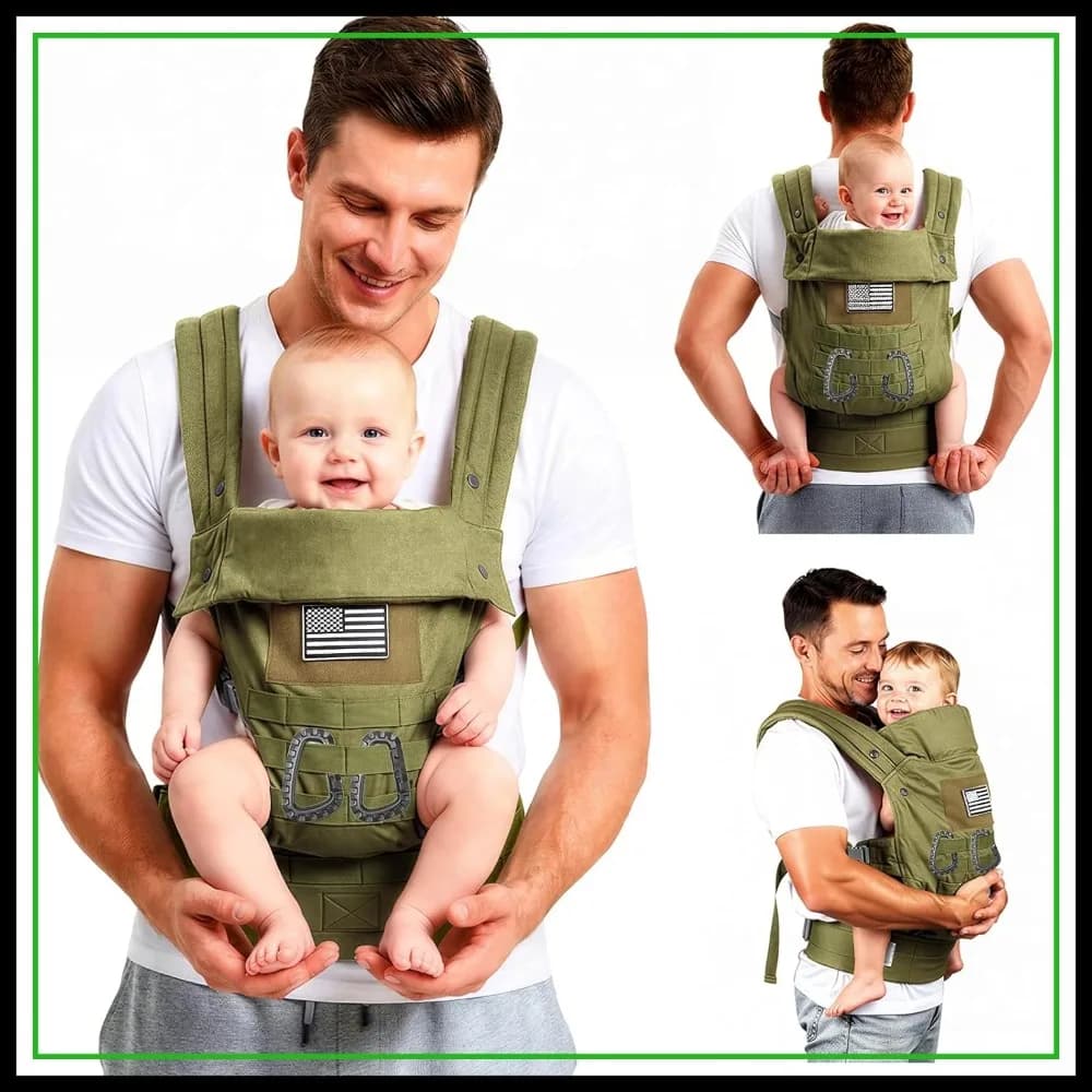 Marsupio con supporto lombare per bambini da 0 a 36 mesi, 8-33 libbre, poggiatesta pieghevole, moschettoni per genitori alti e robusti