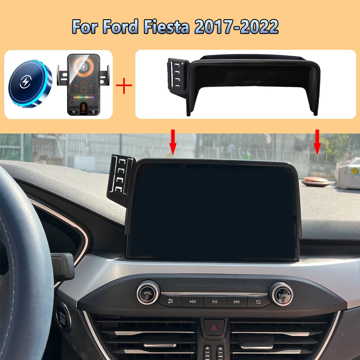 Supporto per schermo del telefono per auto per Ford Fiesta MK8 2017 2018 2019 2020 2021 2022 telefono per auto con ricarica wireless magnetica per supporto Magsafe