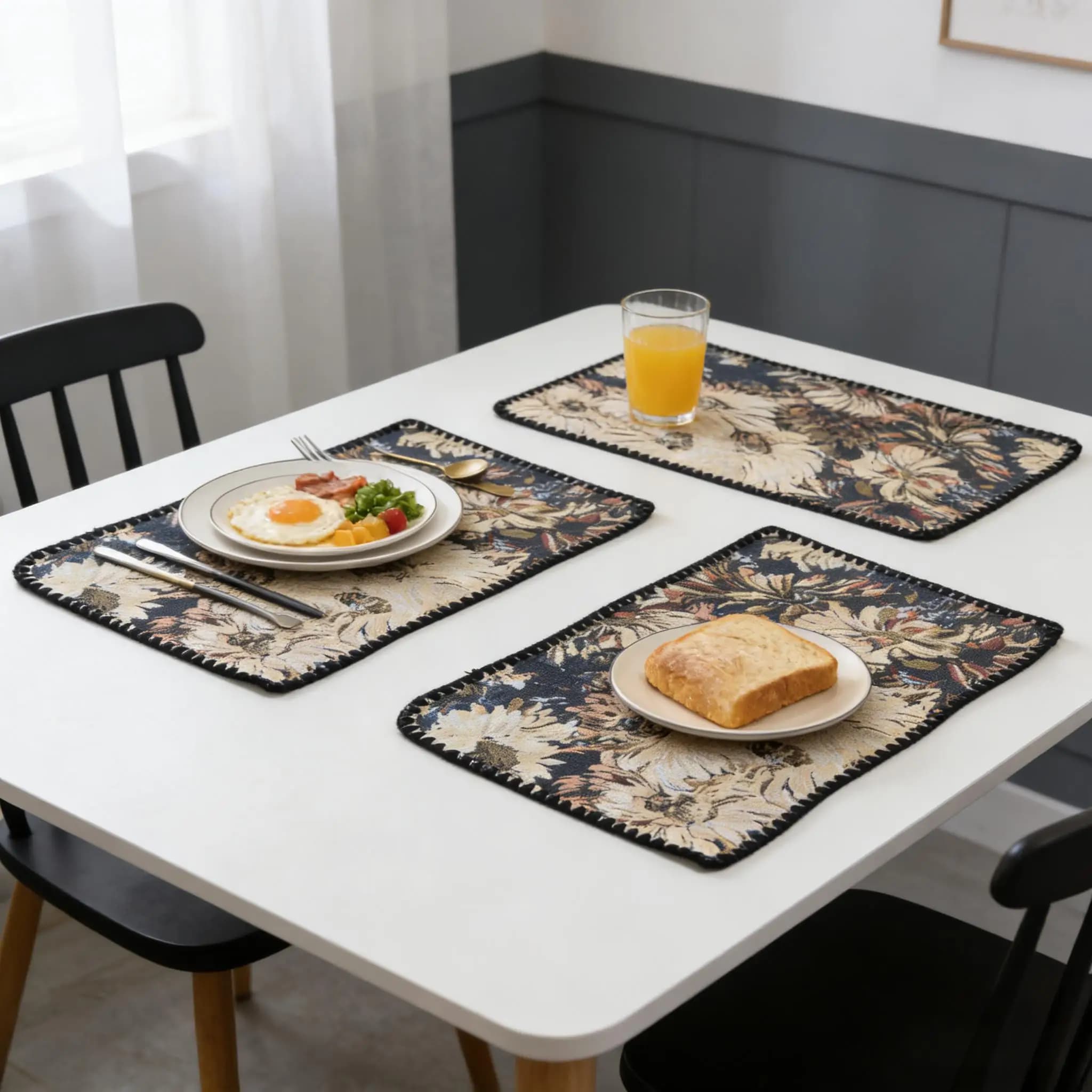 Tovagliette lavabili in stile rustico da 12 x 18 pollici per tavolo da pranzo, tovagliette in cotone e lino per tavolo da cucina in stile rustico.