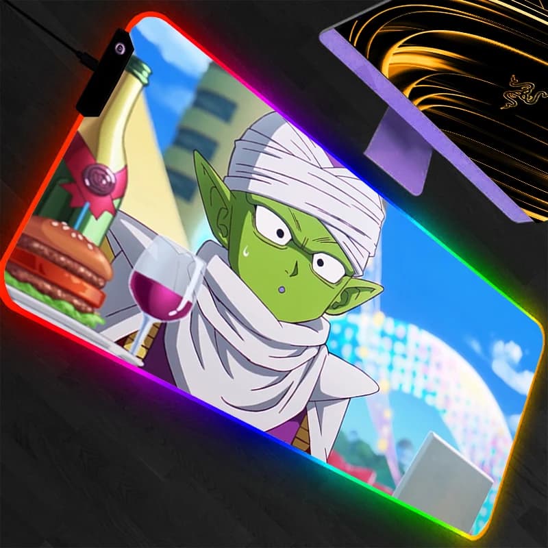 Tappetino per mouse LED resistente per computer portatile, tastiera anime RGB, tappetino per mouse, tastiere Dragon Ball, tappetino da scrivania retroilluminato per giocatori