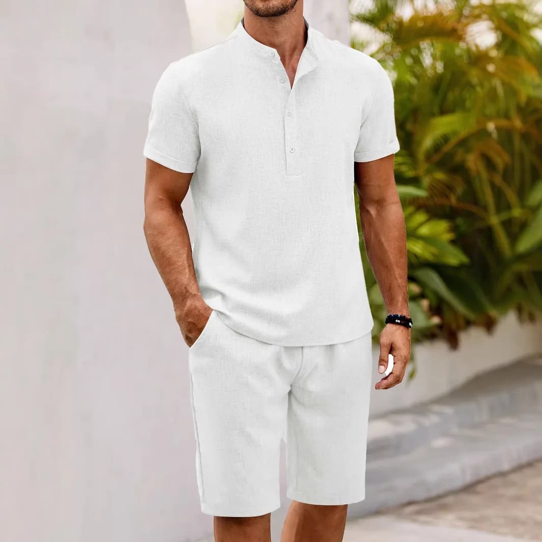 Men's Casual Sportswear Set Short Sleeve T-Shirt And Short Pants Cotton 100% Autumn Season Fashion Comfortable Breathable