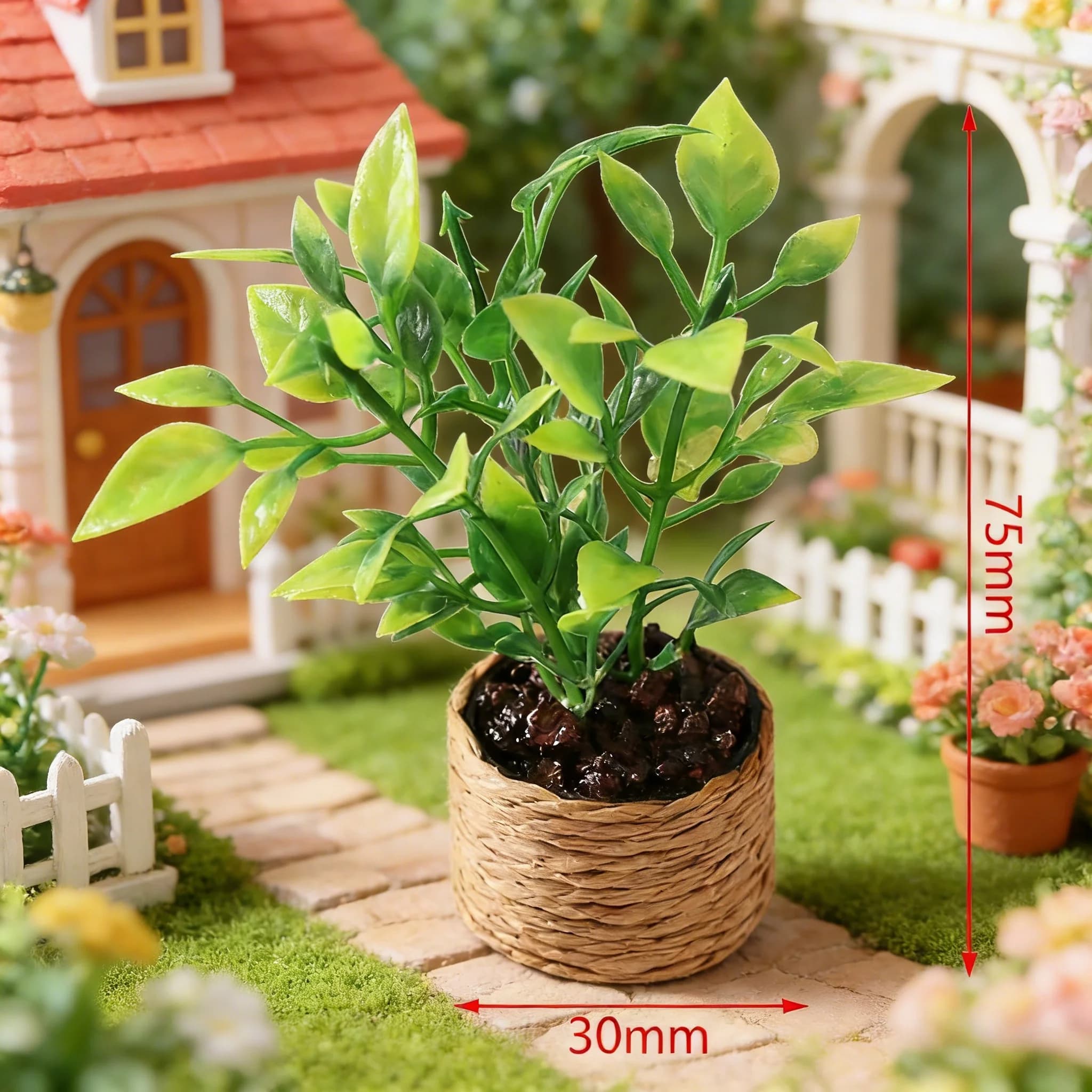 Miniature of Doll House: Orange Tree in Vase, Green Plants in Vase, Garden Furnishing, Decorative Toy
