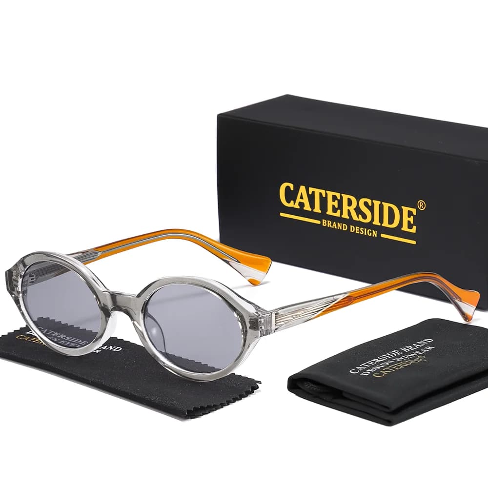 CATERSIDE Retro Women's Oval Sunglasses with High-Quality Thick Frames Men's Outdoor Driving Fashion Street Style Glasses UV40