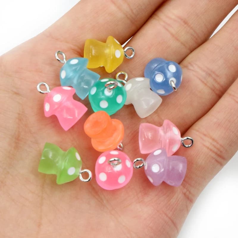 10PCS 15*11.5mm Mix Cartoon 3D Mushroom Charm For Women Girl Cute Children Gifts Handmade Charms