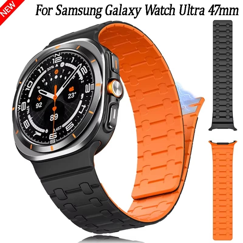 No Gaps Silicone Strap For Samsung Galaxy Watch Ultra 47mm Sports Magnetic Bracelet belt For Galaxy Watch Ultra 2025 47mm Band