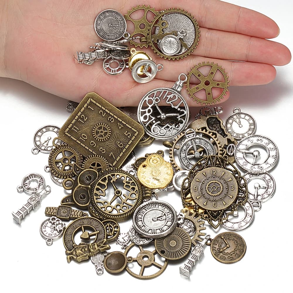 50g 100g ciondoli misti ciondoli in lega di zinco orologio campana Vintage bronzo antico per bracciali collana gioielli fai da te che fanno a mano