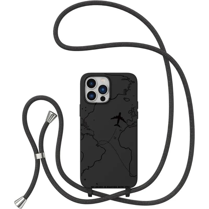 Custodia per percorso di volo per IPhone 16 15 14 Pro Max 13 12 Mini 11Pro XS XR 7 8 Plus SE Custodia morbida antiurto con cordino