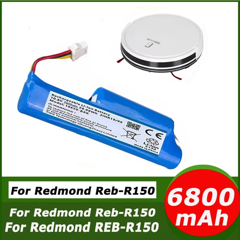 【 Upgrade】10.8V 6800mAh Replacement Battery for Redmond RV-R150 Redmond RV-R151/VR201 Petpro Robot Vacuum Cleaner