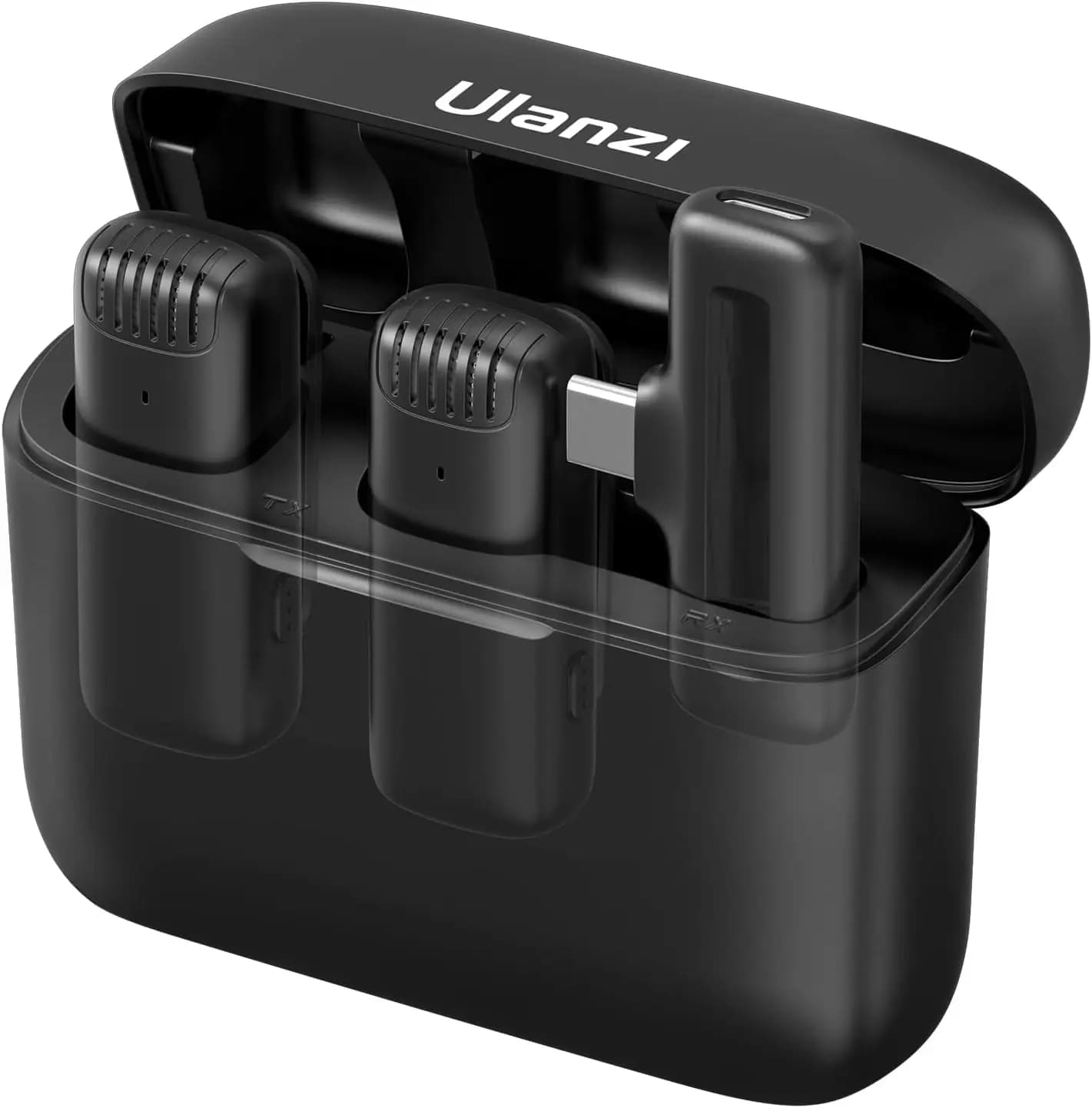 Microfono lavalier wireless J12 per telefono USB-C, plug-play 2 in 1 con custodia di ricarica, portata di 65 piedi per vlogging e interviste
