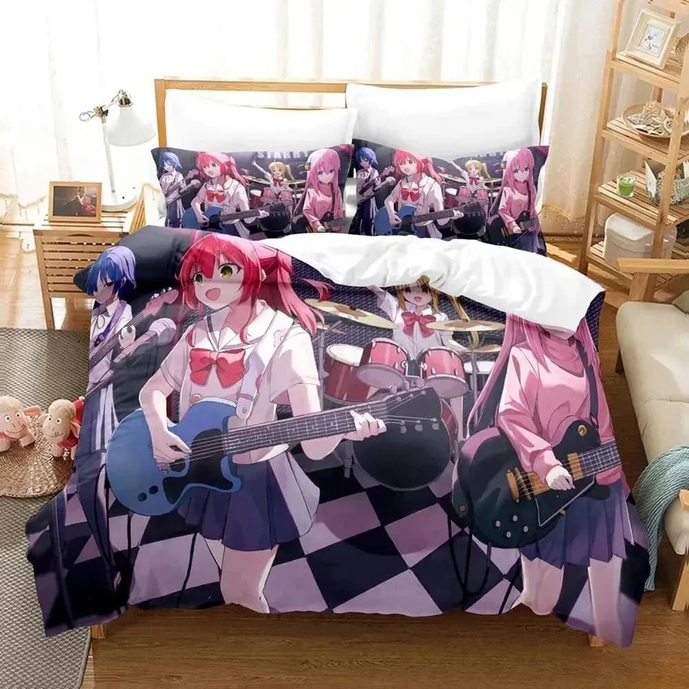 Kawaii Anime BOCCHI THE ROCK Gotou Hitori Set biancheria da letto Singolo Twin Completo Queen King Size Set copripiumino per camera da letto per bambini adulti