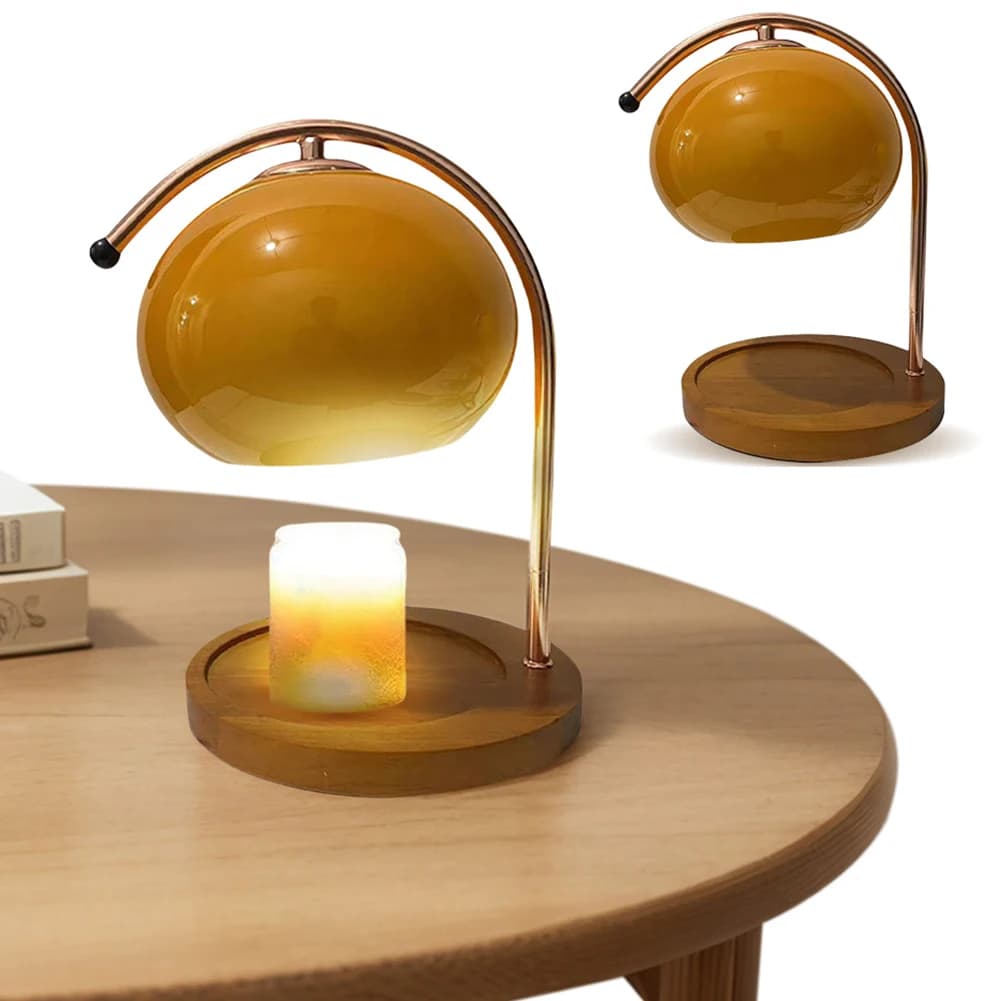 Lampada scaldacandele con base in legno con timer Lampada a candela elettrica Dimmerabile a lume di candela per aromaterapia per la decorazione dell'ufficio domestico