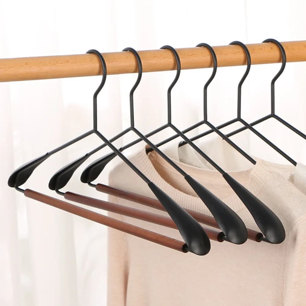 3 pieces thickened wrought iron hanger, light, luxury, seamless, beech wood, vintage wide shoulder coat hangers