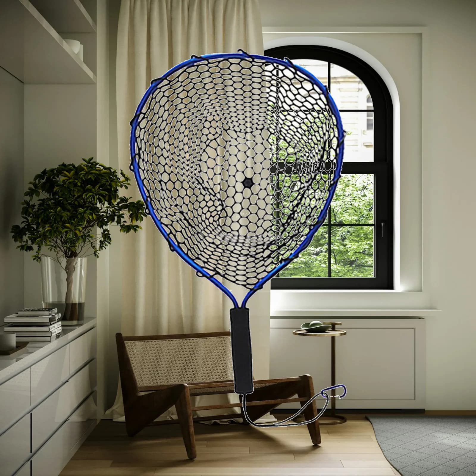 Fishing Landing Net Net Catching Net with Lanyard Nonslip Grip Lightweight Fishing Mesh Net for Boat Wade Fishing