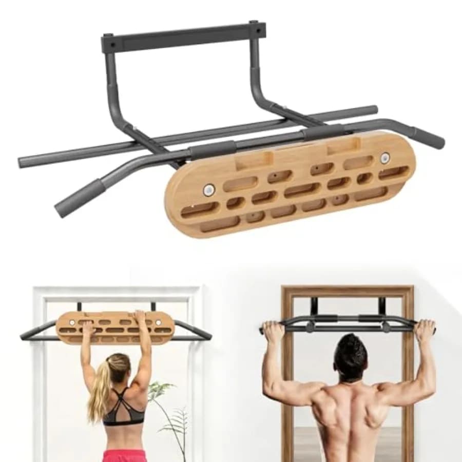 Hangboard 2 in 1 per Arrampicata con Barra per Trazioni da Porta, Multifunzionale, Adatto per Allenamento di Arrampicata e Trazioni