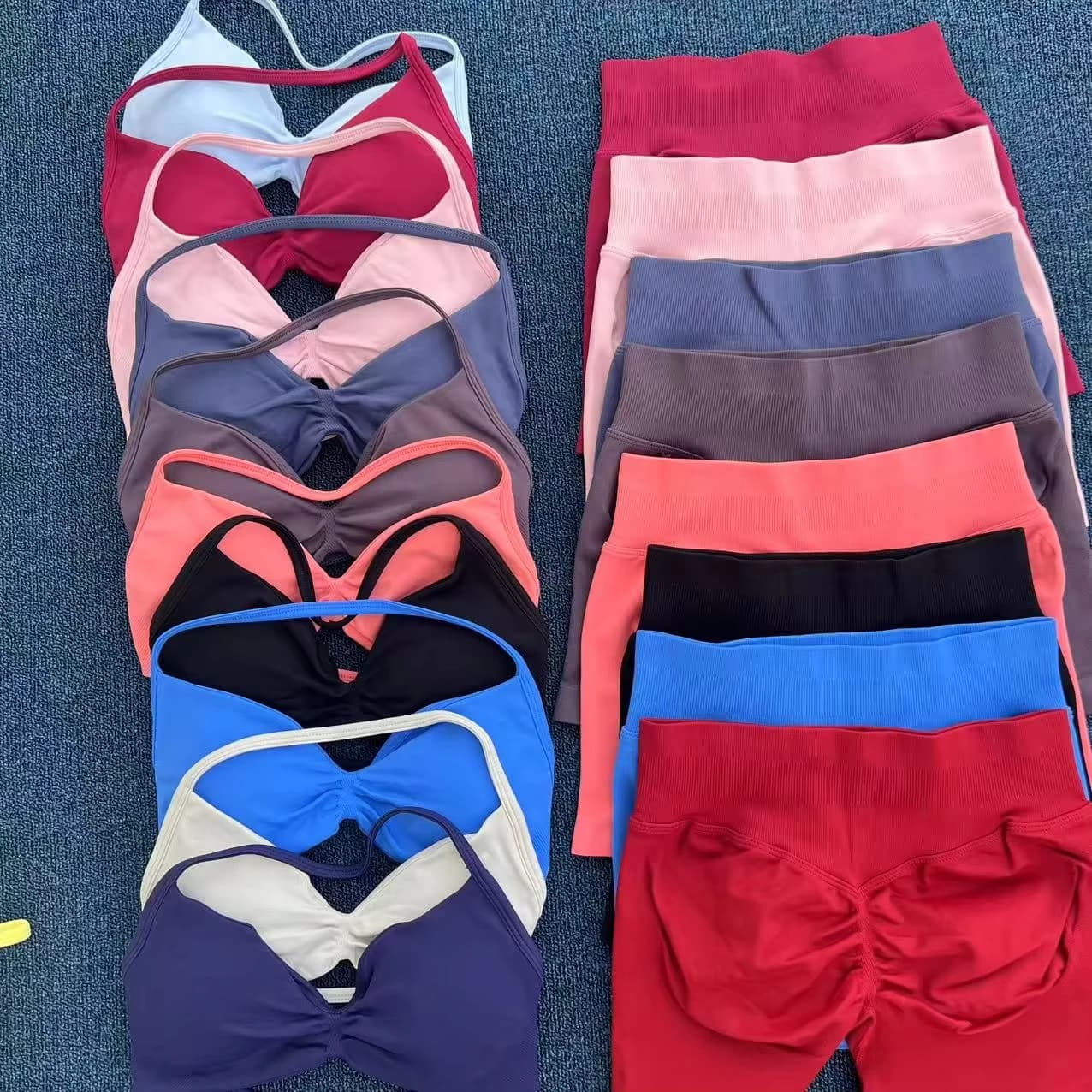 2 Pieces Gym Set Strappy Bra Yoga Underwear Short Sport Leggings Bicycle Running Sportswear Woman Seamless Yoga Set