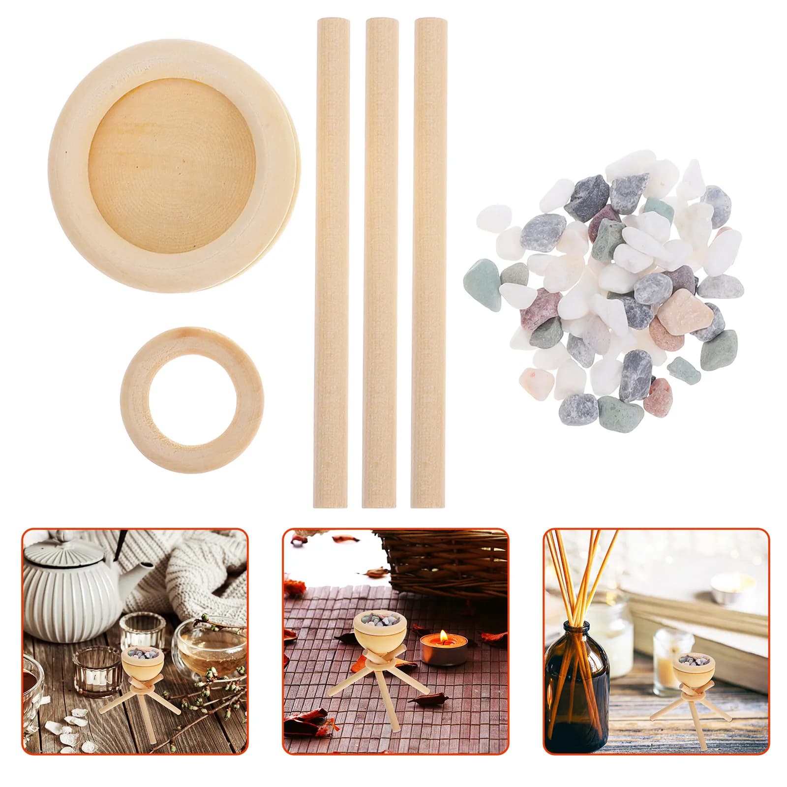 Set di Diffusori per Aromaterapia in Legno, Diffusore di Oli Essenziali Senza Fiamma Fai-da-Te per Casa, Ufficio e Auto, Lunga Durata