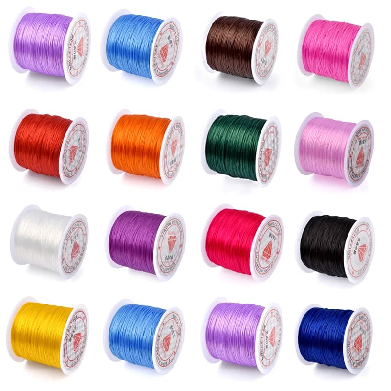 10/60/100M Colorato Forte Elastico Perline di Cristallo Cavo di Filo Allungabile Stringa di Braccialetti Fili Per Creazione di Gioielli cavi Linea 0.5mm