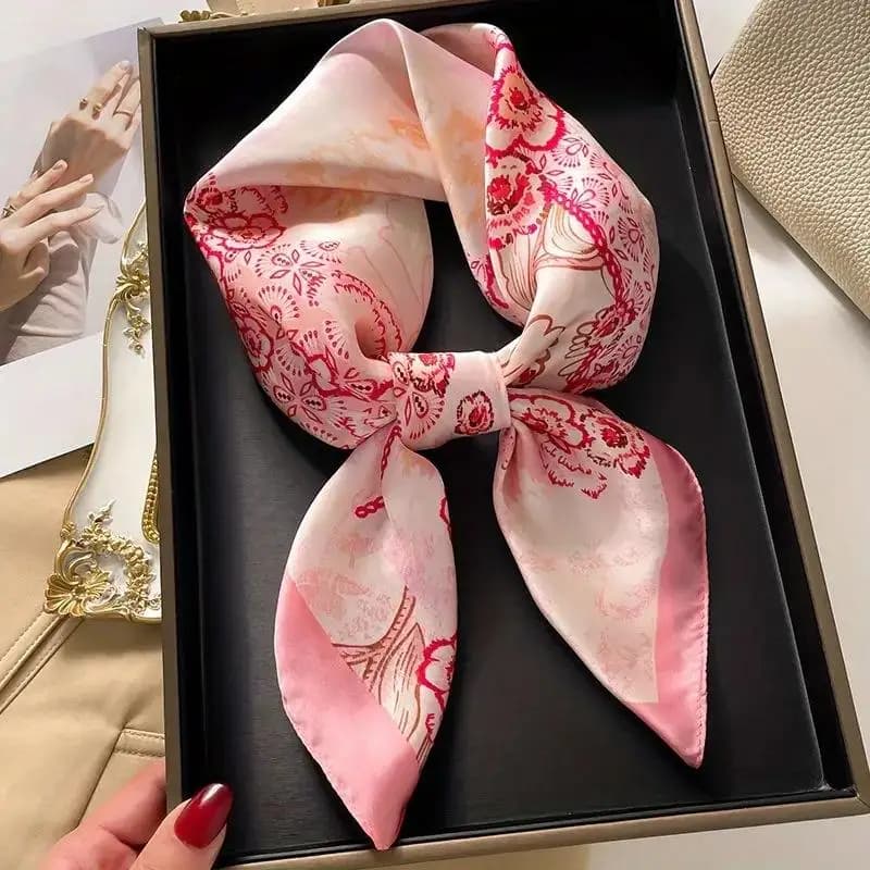 Sciarpa Quadrata 70x70cm Leopardata Verde Marrone da Donna in Seta Sintetica Fresca ed Elegante, Versatile per Capelli, Abbigliamento, Borse, Idea Regalo