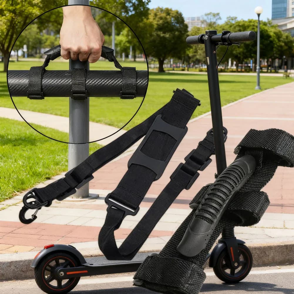 1pc Scooter Carry Strap 150cm Maniglia portatile regolabile per bicicletta elettrica pieghevole Parte tracolla per scooter elettrico da 5 pollici