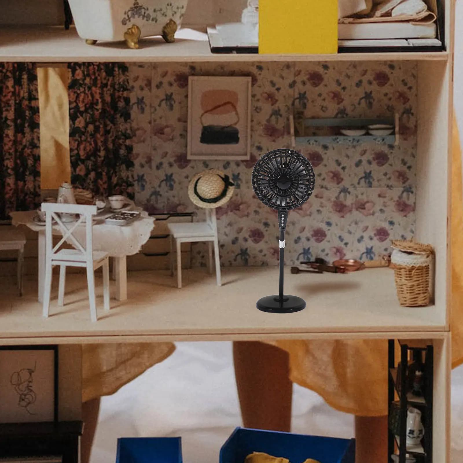 Mini Ventilatore Elettrico in Lega di Zinco, Accessorio Decorativo per Casa delle Bambole, Mini Elettrodomestico