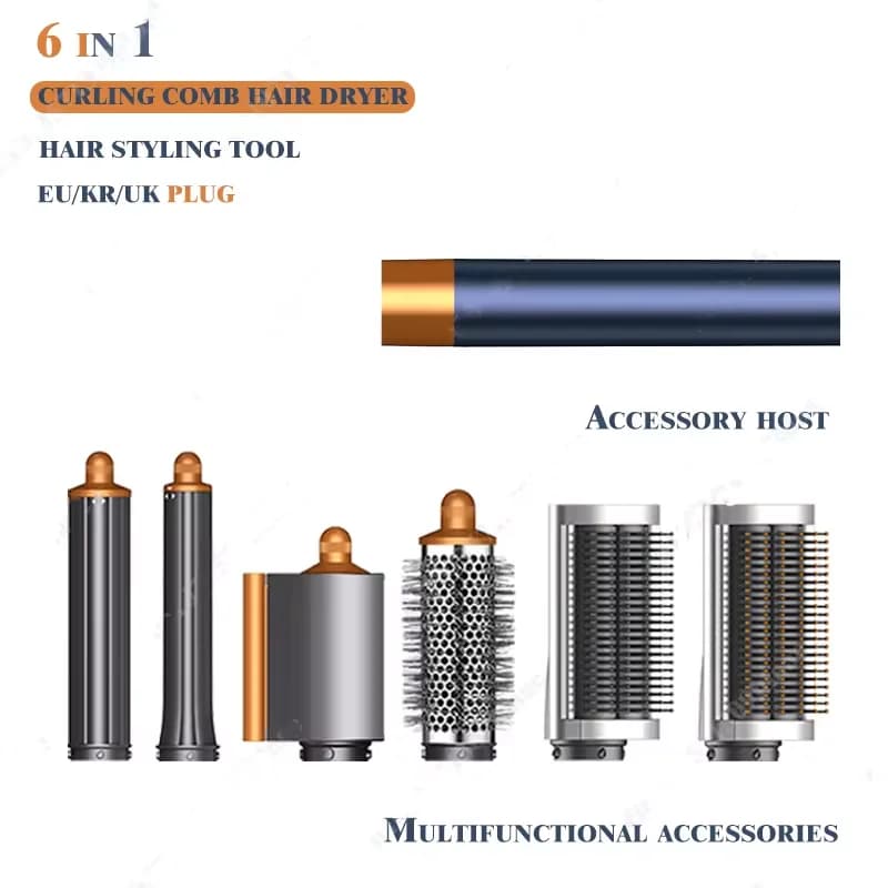 New 6 in 1 multifunctional hairdresser curler hairdresser hot air brush hair dryer professional salon styling hair plate