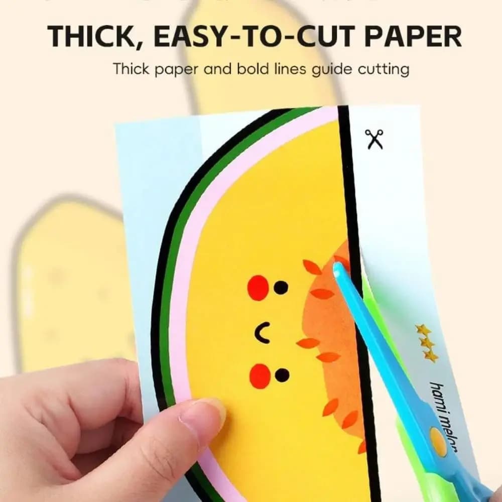 Safety Children Paper Cuttings Kits with Tool Development Art Craft Scrapbooking Training Preschool Cutting Practice School Use