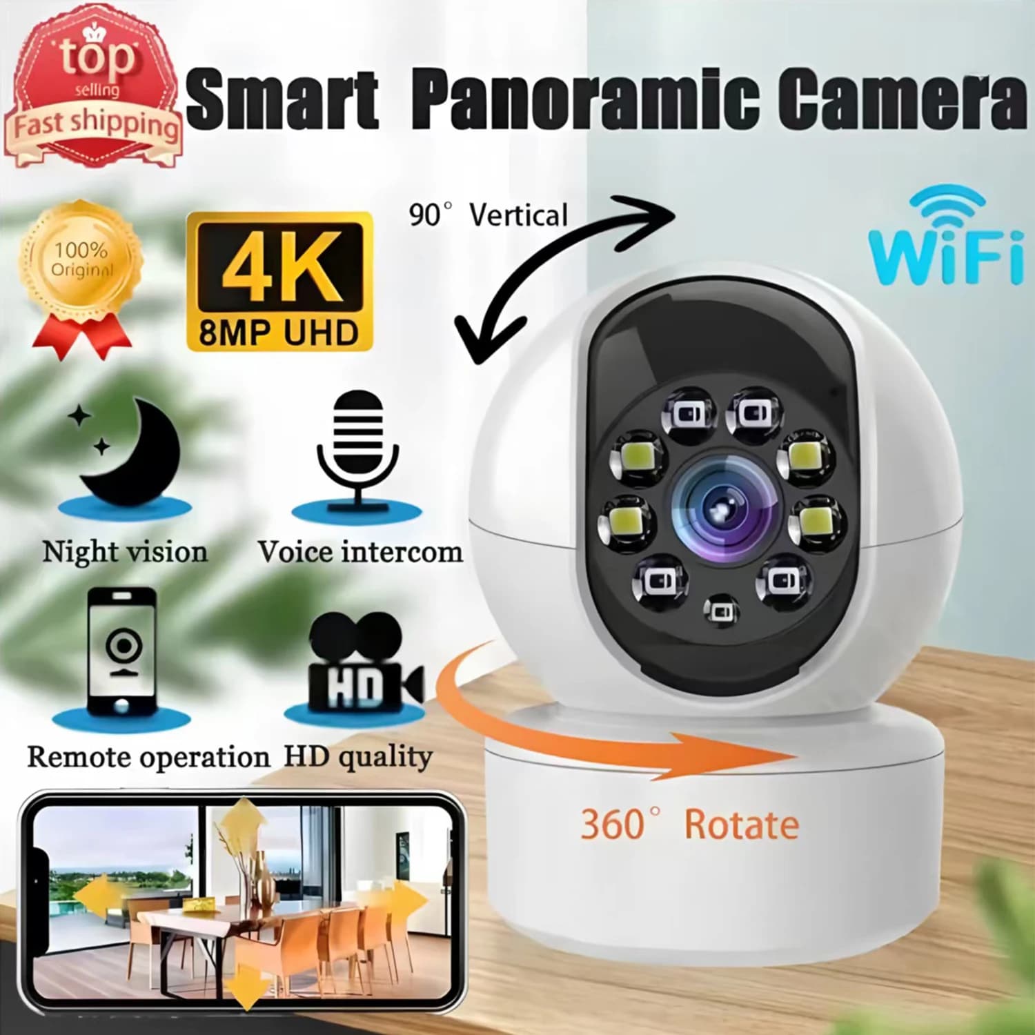 Smart WIFI Protezione di sicurezza Telecamera per baby monitor per animali domestici Visione notturna a colori Monitoraggio automatico Audio bidirezionale