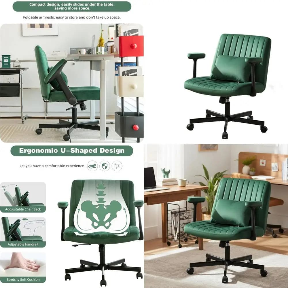 Sedia Girevole Ergonomica con Seduta in Velluto e Cuscino in Memory Foam per Ufficio Domestico, Studio e Camere per Adolescenti
