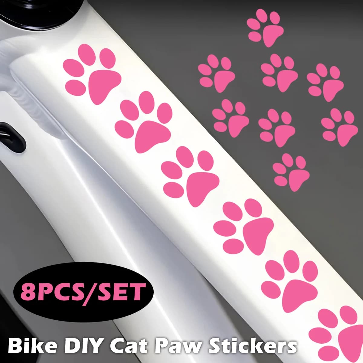 DIY Cute Cat Paw Bike Sticker Reflective Vinyl Decal E-Bike Bicycle Frame MTB Road Bike Tube Moto Helmet Accessories