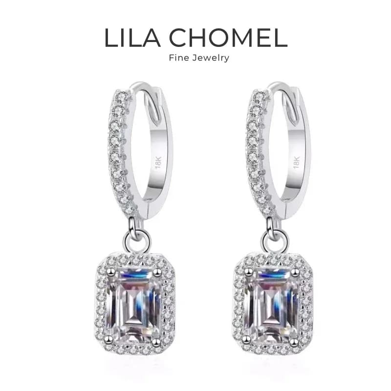 Girl Valentine's Day 18K White Gold Women Birthday Gift 1/2CT Moissanite Diamond Drop Earrings PT950 Platinum Wedding Jewelry