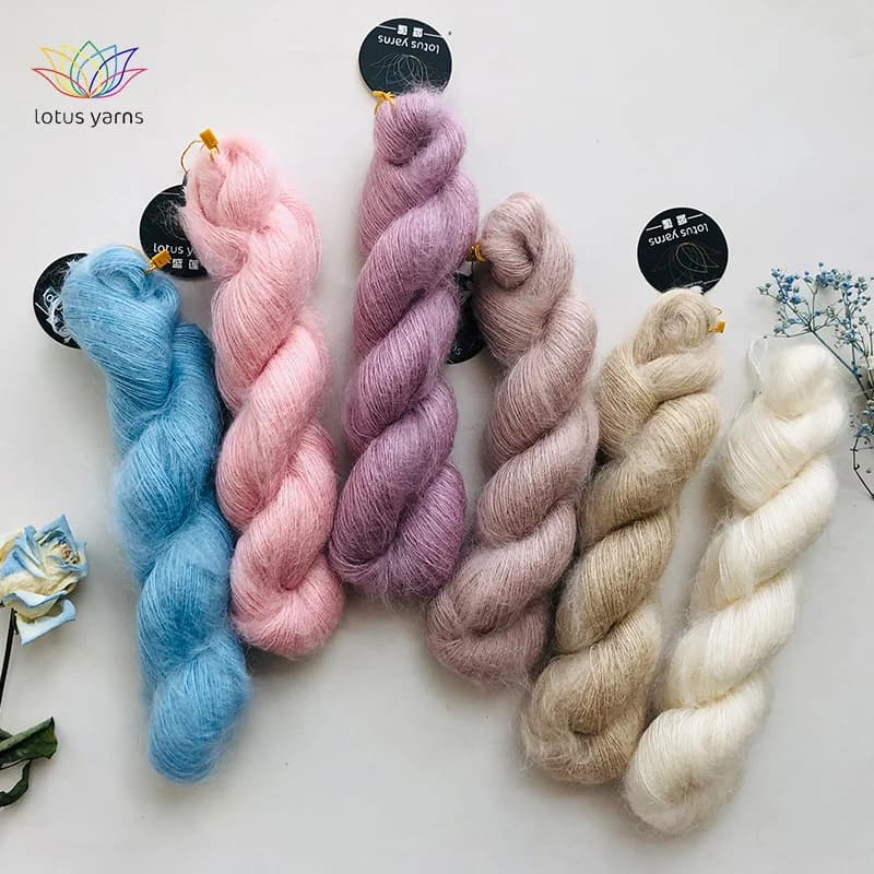 1 * 50g Hank Silk Mohair Filato all'uncinetto Filo di lana per bambini delicato sulla pelle per lavorare a maglia scialle maglione