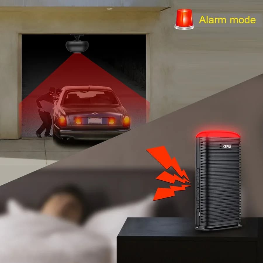 KERUI DW9 Allarme garage wireless per vialetto Allarme antifurto di benvenuto Rilevatore di sensori di movimento PIR esterno impermeabile Protezione di sicurezza