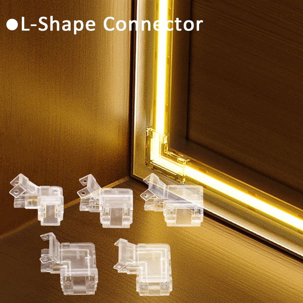 5PCS COB LED Strip Connector L Forma Senza Soluzione di Continuità 2/3/4pin 8/10mm Connettori Angolari per Strisce LED CCT RGB 90 Gradi