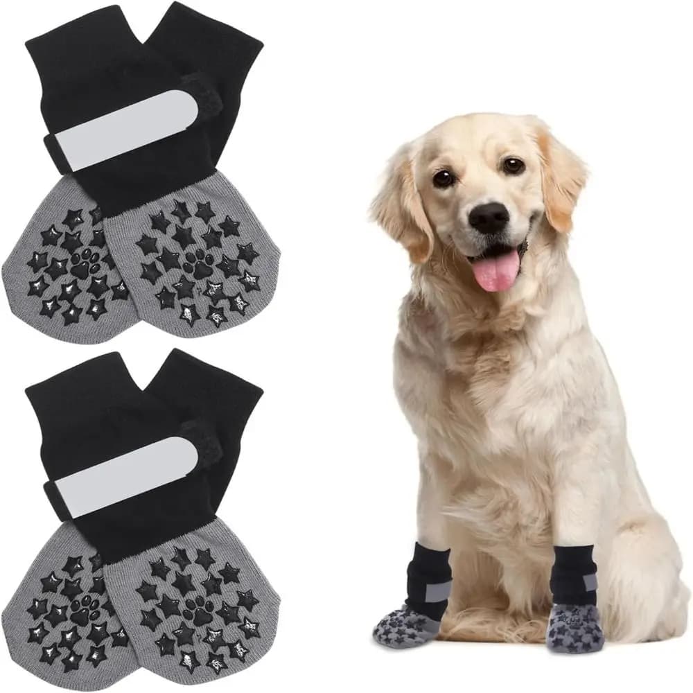 4pcs Anti-Slip Dog Socks Strong Grip Anti-Scratch Pets Knitted Socks Anti-licking Highly Elastic Paw Protection Socks Indoor