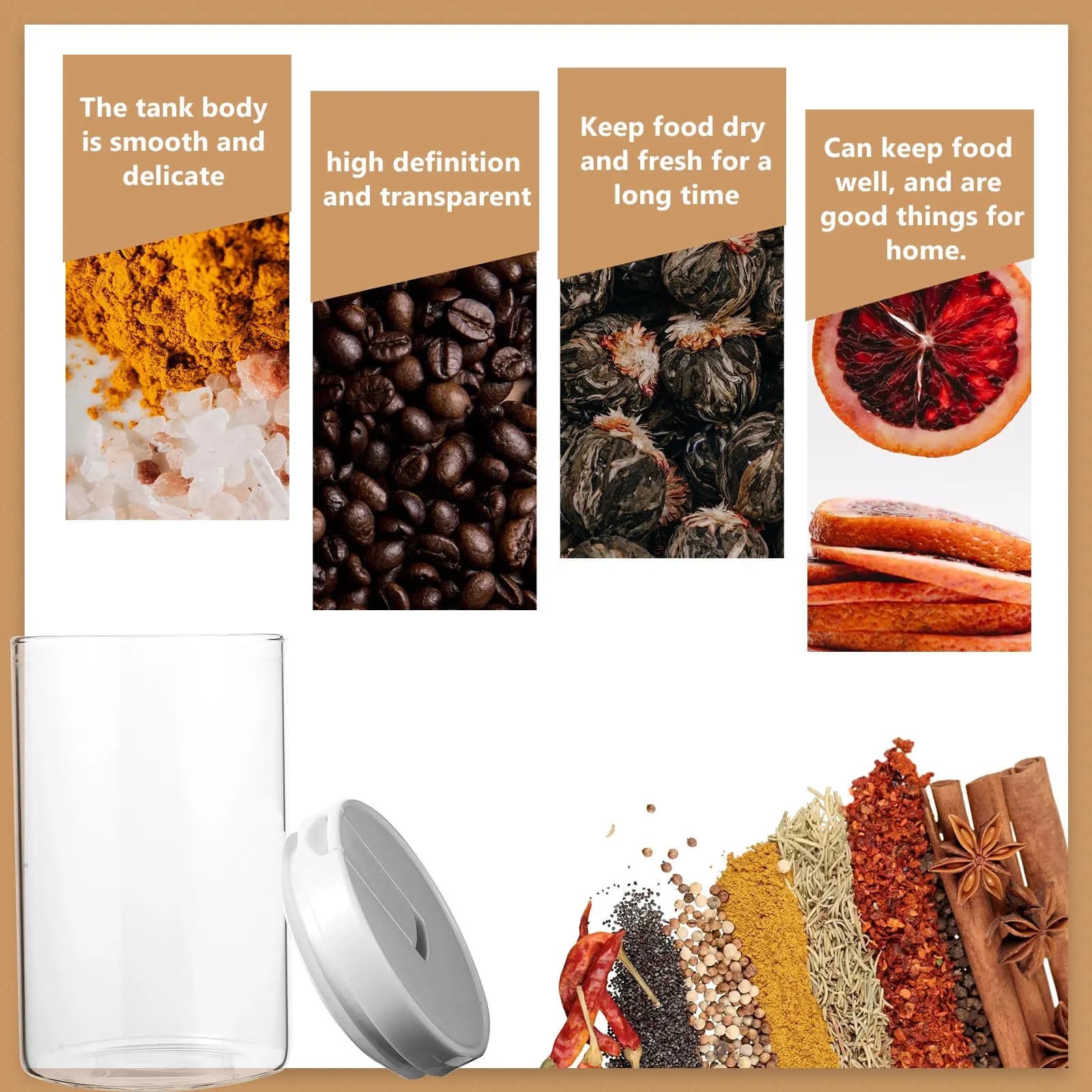 1Pcs High Quality Transparent Glass Vacuum Storage Jar with Wrench Lid for Tea Coffee Herbs Nuts Dried Fruits Food Sealing