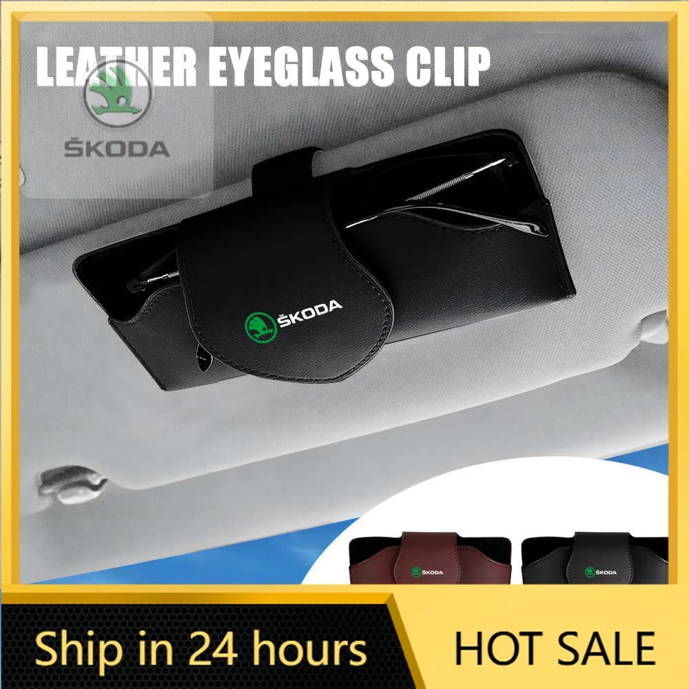 Car Glasses Frame Sun Visor Sunglasses Storage Fastener Holder For Skoda S Octavia 2 3 Fabia A7 Rapid Superb Kamiq Kodiaq VII
