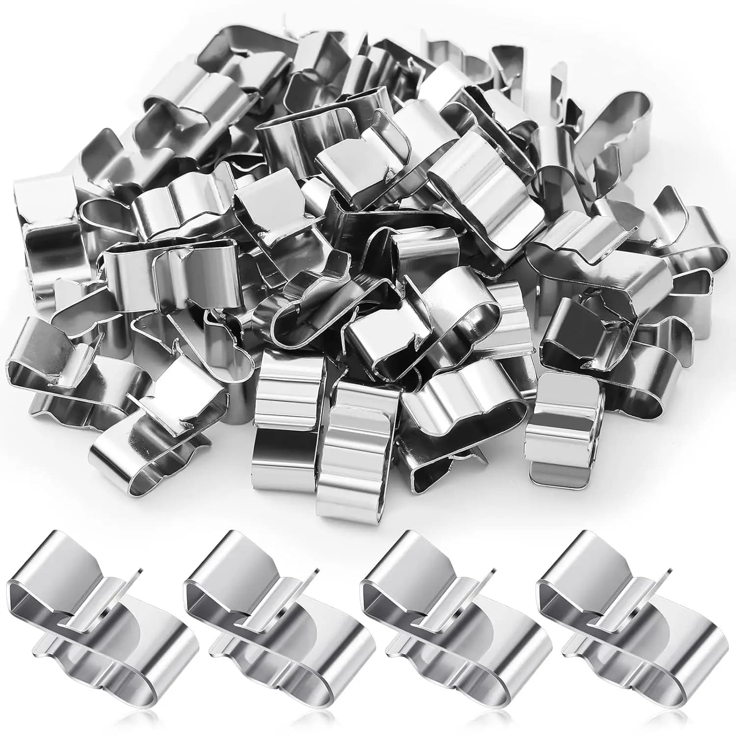 50 Pezzi Clip per Cavi di Pannelli Solari per Cavi in Acciaio Inossidabile da 2x6mm, Morsetti Fotovoltaici per Rimorchi, Organizzatore di Cavi per Cablaggio Fotovoltaico e Imbarcazioni