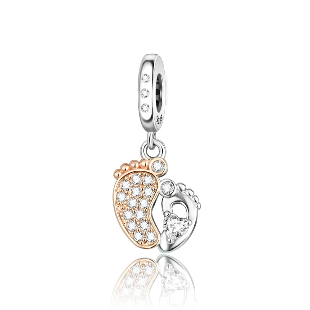 Ciondoli in argento sterling 925 placcato passeggino ciuccio impronta pendenti adatti braccialetto originale donna creazione di gioielli regali