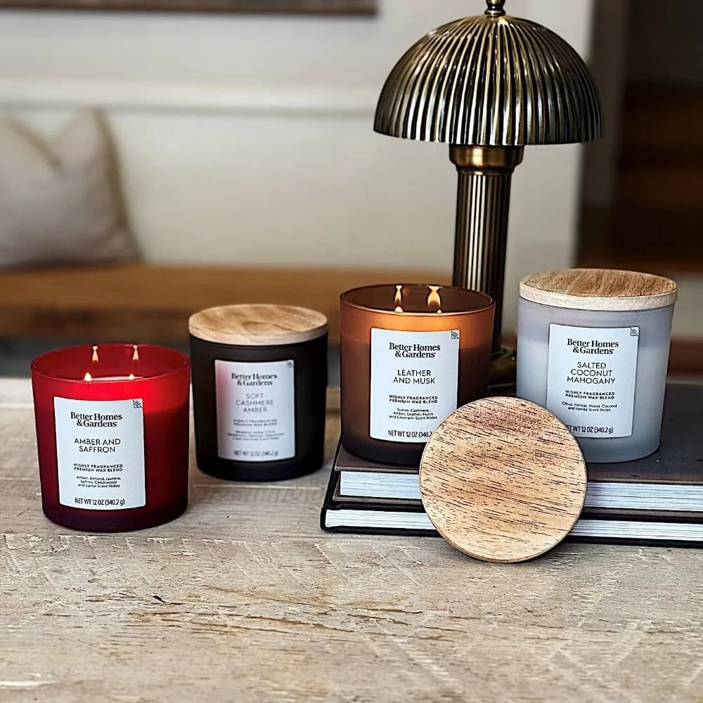 Frosted Jar Candle 12oz Coconut Mahogany Scented Two Wick Salted Scent Home Decor Aromatherapy Gift