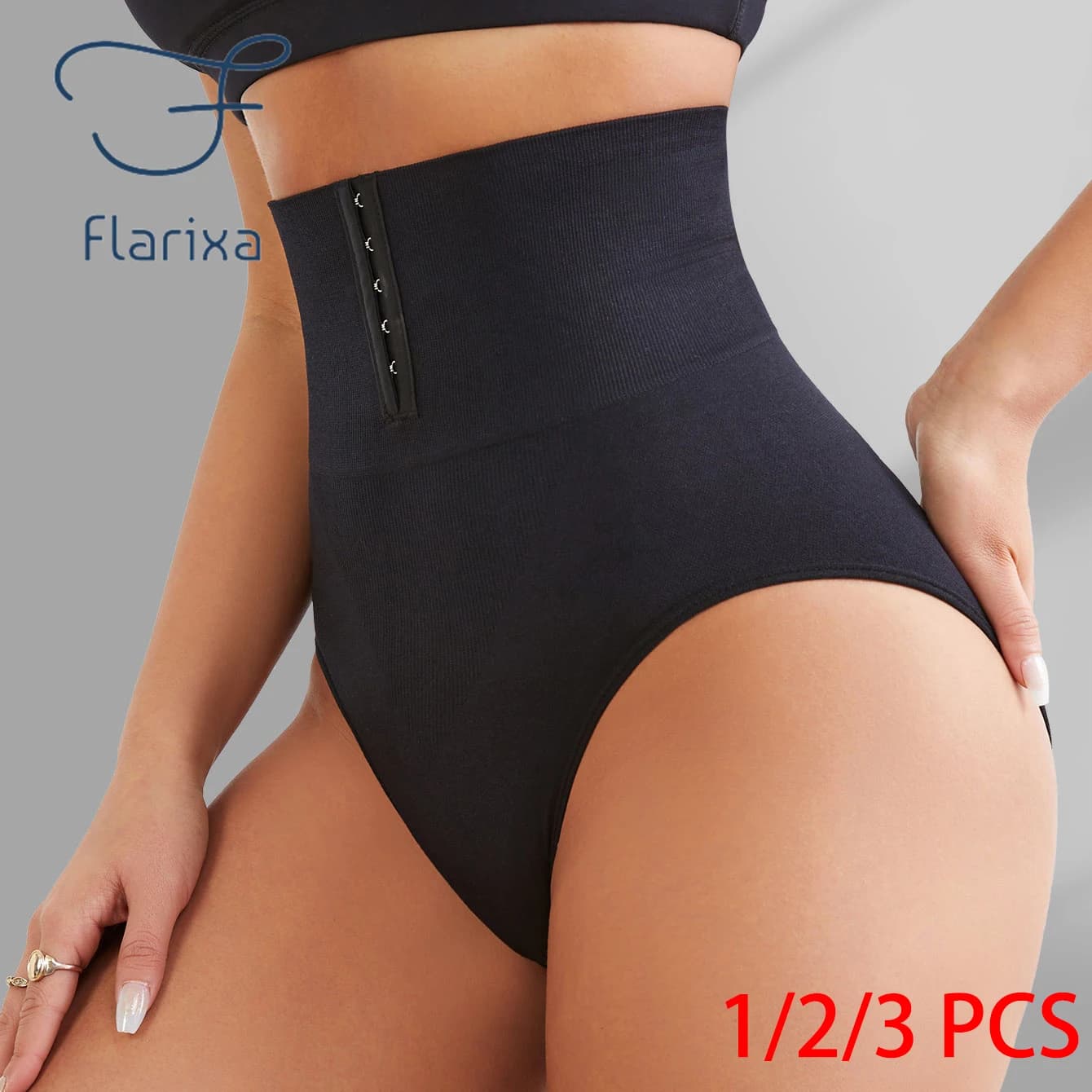Flarixa 1/2/3 pezzi vita alta controllo della pancia Shapewear fondo vita Cincher Trainer chiusura con gancio e occhiello mutandine a compressione ferma