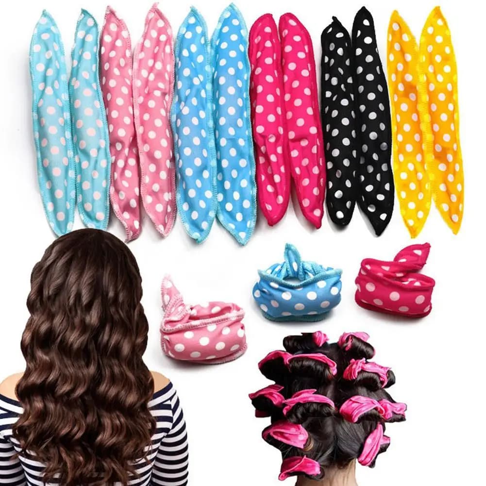 12Pcs bigodino rulli fai da te notte sonno schiuma strumento per lo Styling dei capelli flessibile morbido raso spugna cuscino rulli per capelli senza calore