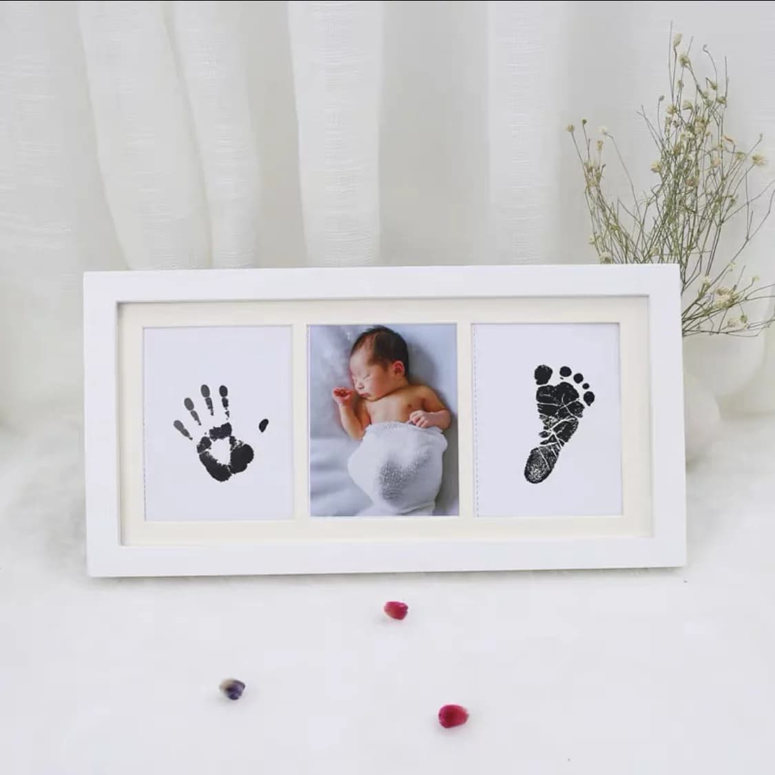 Cornice per foto con impronta a mano con inchiostro commemorativo per neonato Cornice per foto con impronta a mano fai-da-te per bambini Articoli souvenir in crescita Tampone per stampa zampa