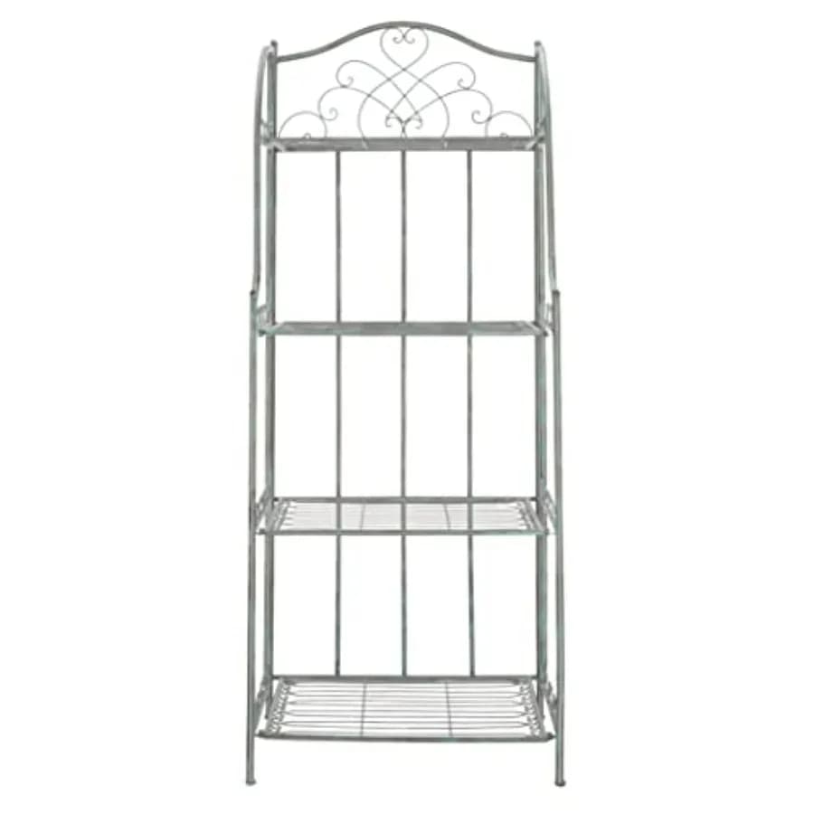Collezione Outdoor Amaris: Scaffale a 4 Ripiani in Ferro Battuto Stile Vittoriano, Finitura Bronzo con Rivestimento Antiruggine per una Lunga Durata