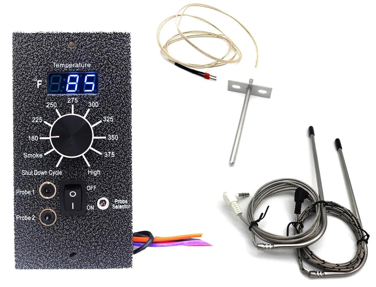 Kit pannello di controllo digitale della temperatura per griglie per affumicatore a pellet, include sonda RTD e sonde per carne