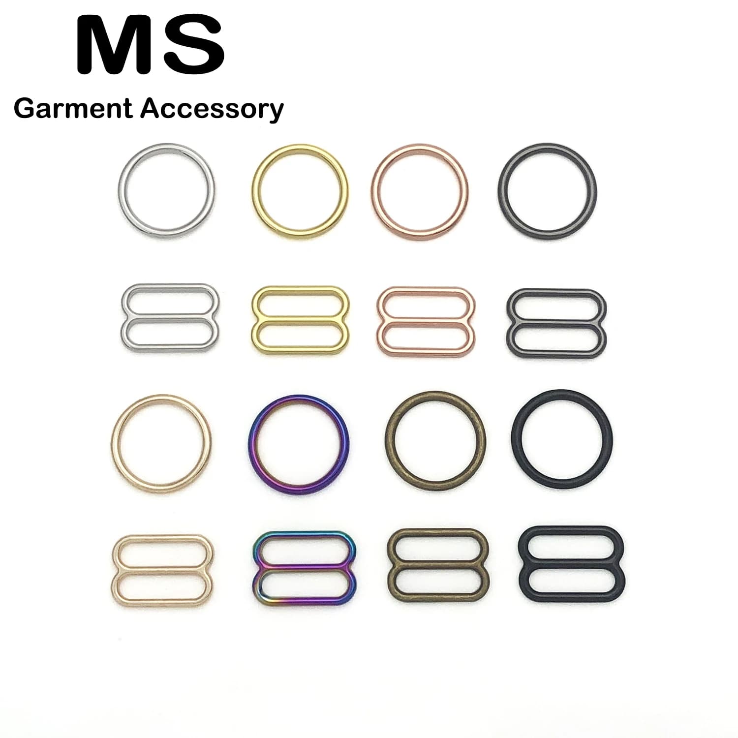 10Sets Bra Rings And Sliders Swimsuit Meta Strap Adjusters Buckles Underwear Lingerie DIY Hardware Nickel-free Accessories